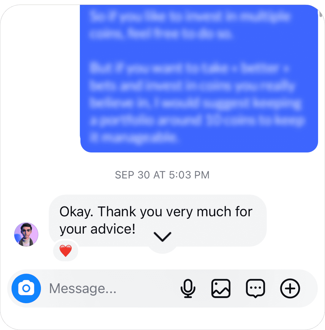 Instagram discussion screenshot of happy customer 3